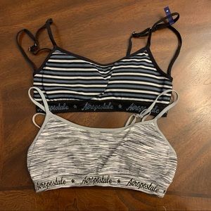 Aeropostale Set of 2 Small Gray and Black Bralettes